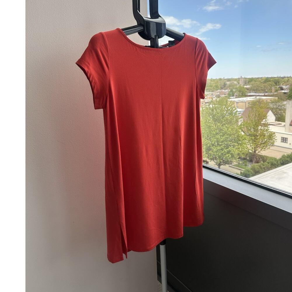 Eileen Fisher T-Shirt Dress Red Short Sleeve Jersey Pullover M